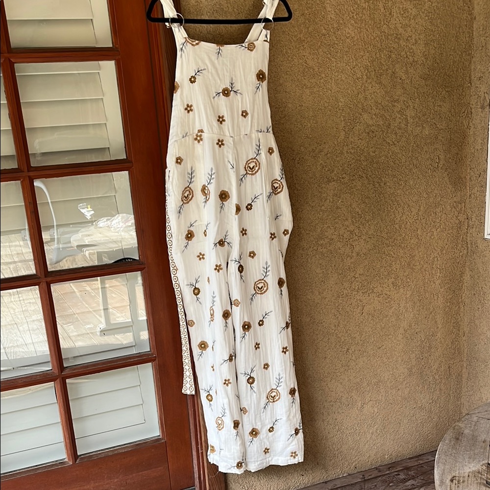 Floral Embroidered White Maxi Jumper, 100% Cotton